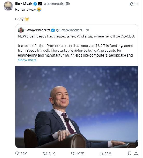 贝索斯创办人工智能初创公司,马斯克回应:“